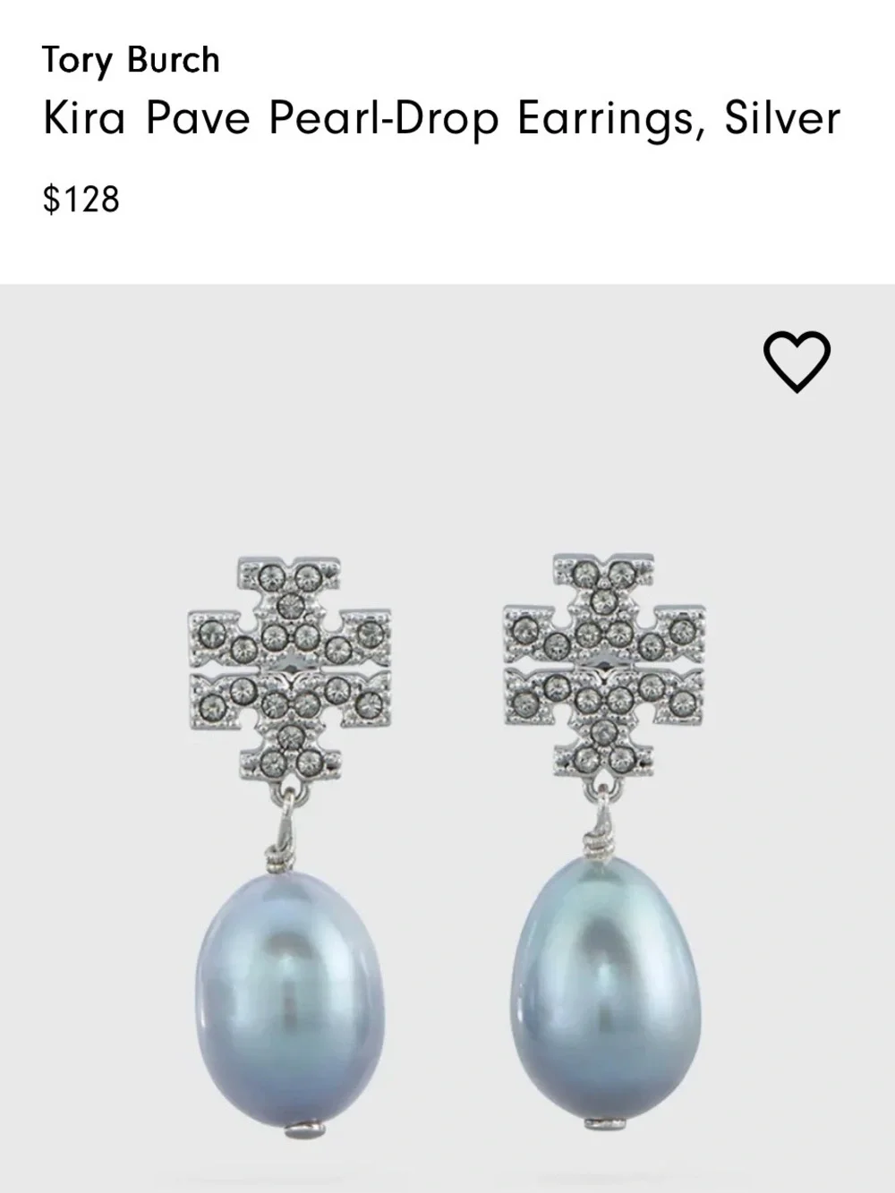 Tory Burch Kira Pavé Cultured Pearl Drop Earrings silver tone crystal moondance